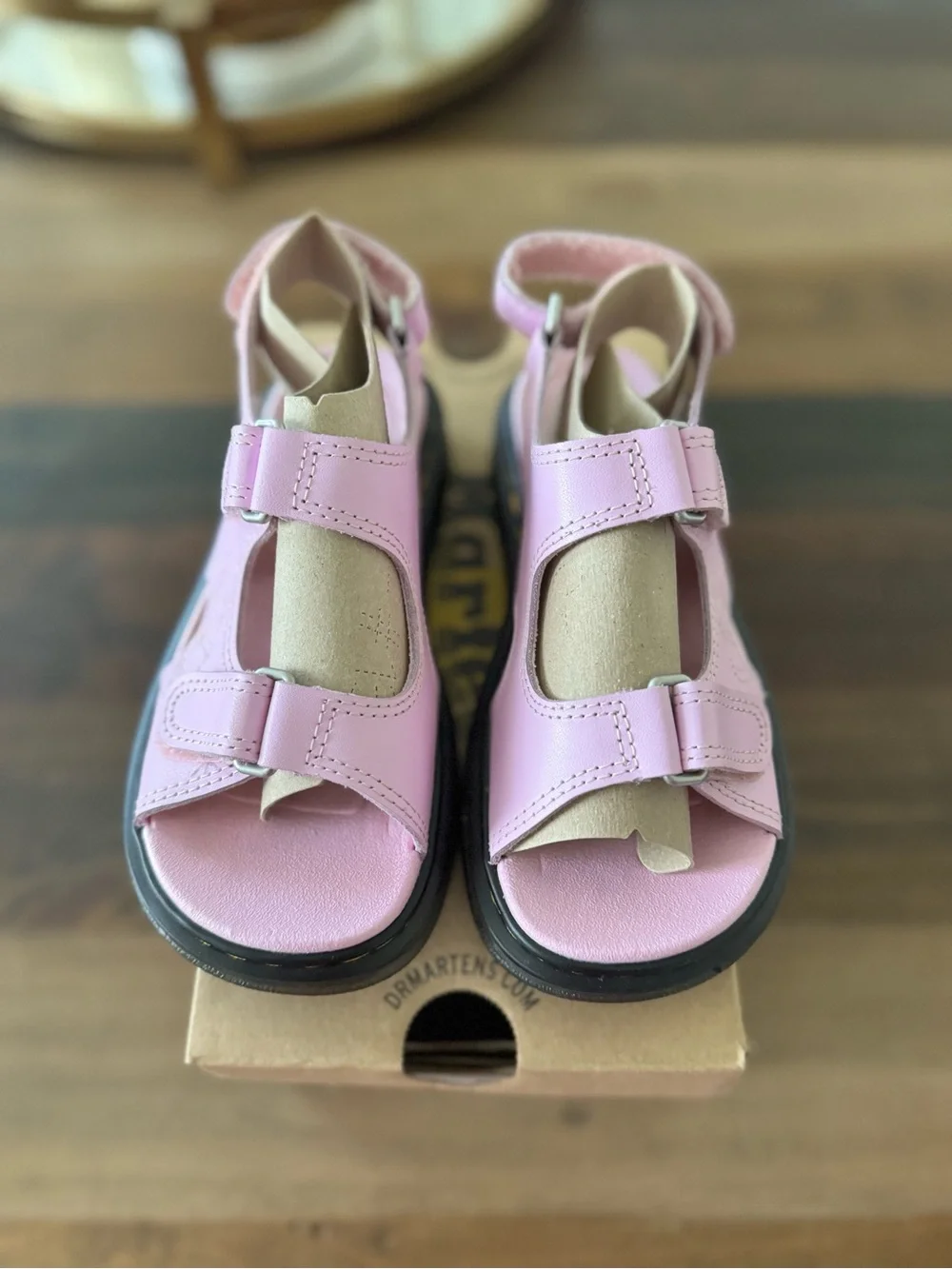 Dr. Martens Kids Pink Triple-Strap Platform Sandals